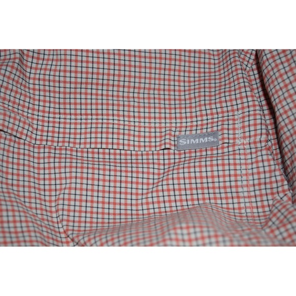 Simms Mens Long Sleeve Fishing Lightweight Casual Shirt Orange Plaid Small - Picture 6 of 11
